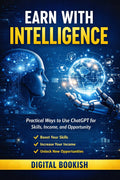 Book cover with a futuristic design featuring a brain and robot hand, promoting the use of ChatGPT for skills, income, and opportunities.
