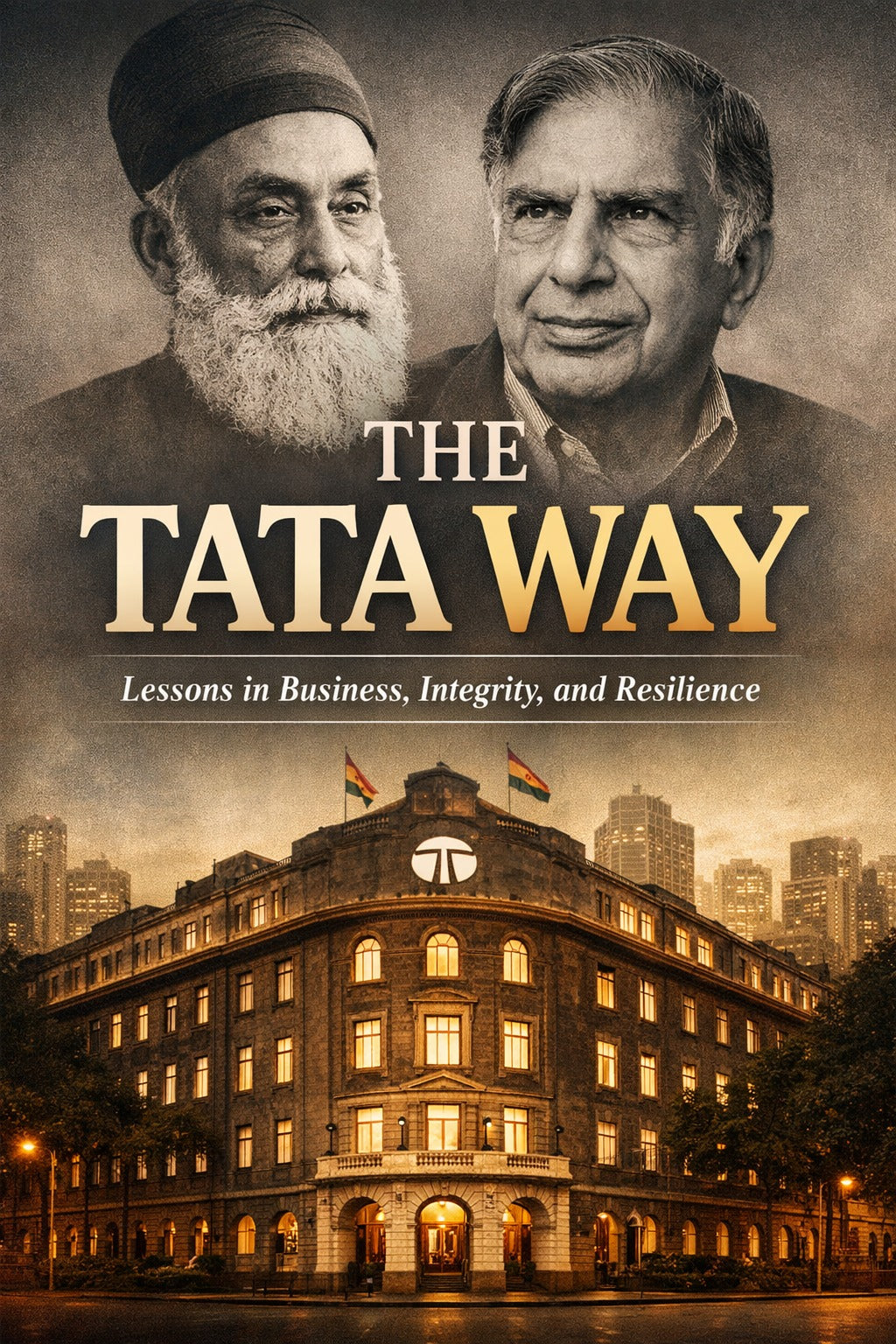 Book cover of 'The Tata Way' with two men and a building in the background